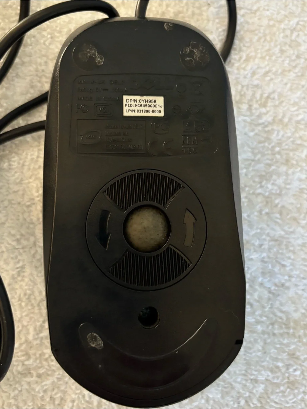 Share Dell M-UK DEL3 USB Wired Mechanical Ball Wheel Mouse BLACK - Good Conditio